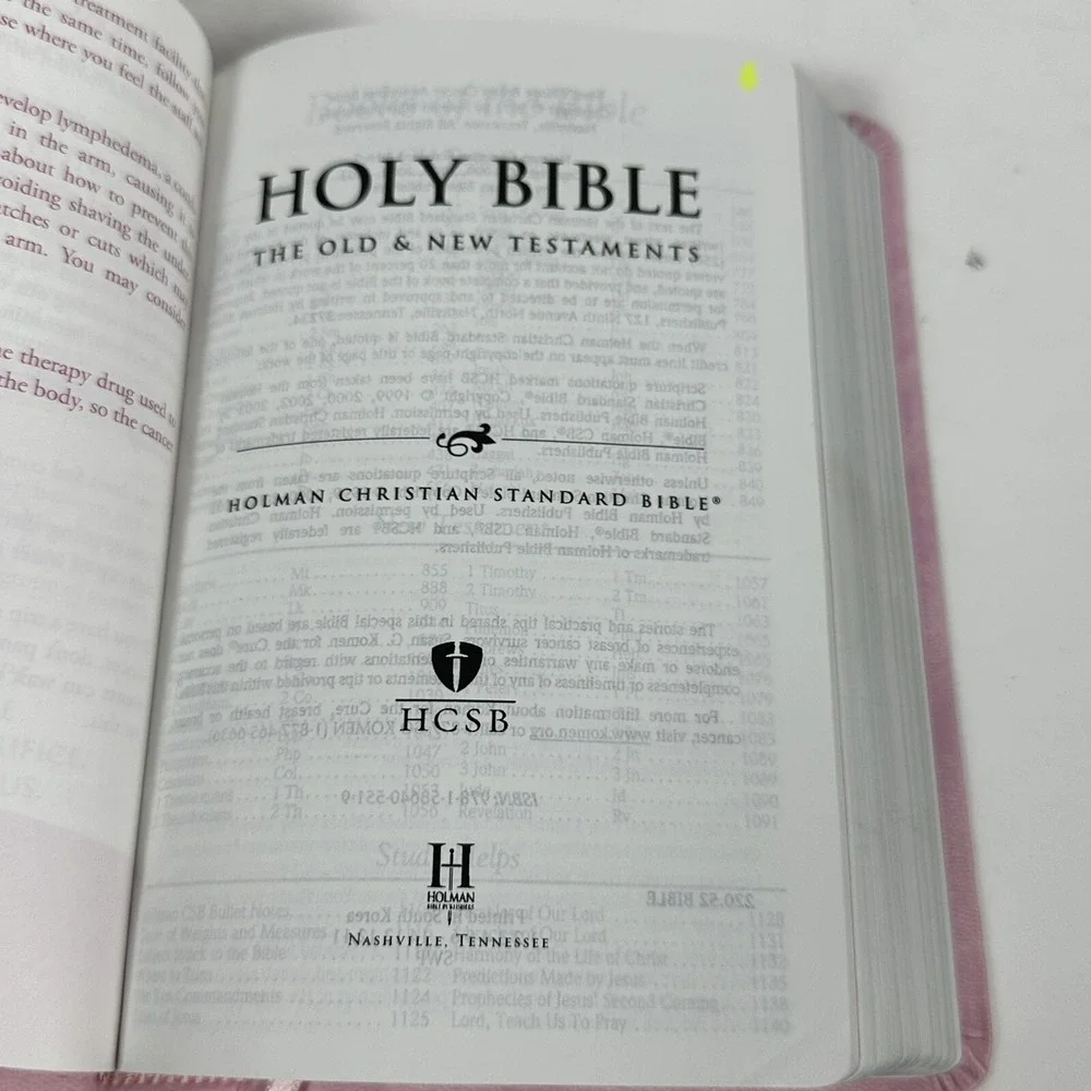Here's Hope Breast Cancer Bible Holman HCSB Christian Standard Fast‎ Shipping